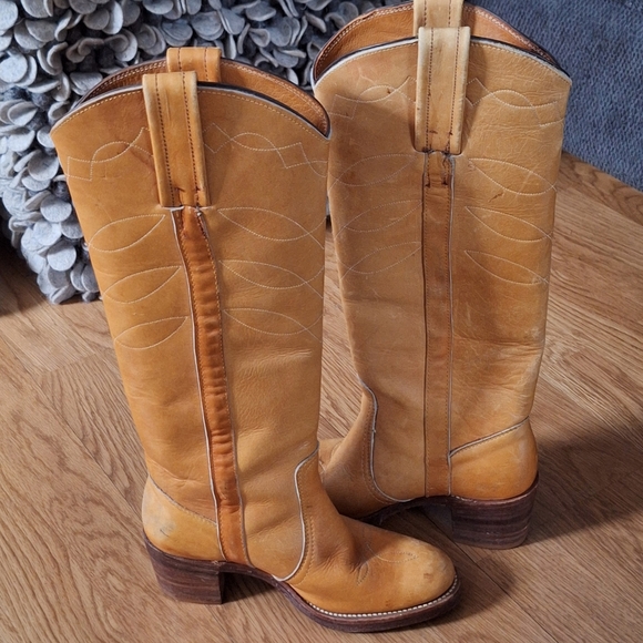 70's Frye Banana Leather Black Label Campus Tall Boots Size 5.5 8559 Rare - Picture 10 of 16